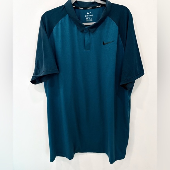 Nike Other - Nike Golf Men Dri Fit Short Sleeve Blue
Cotton Blend Polo Shirt Nike Logo Sz XXL